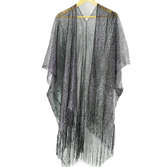 Fringe Night Shimmers Boho Open Front Kimono - Picture 8 of 8